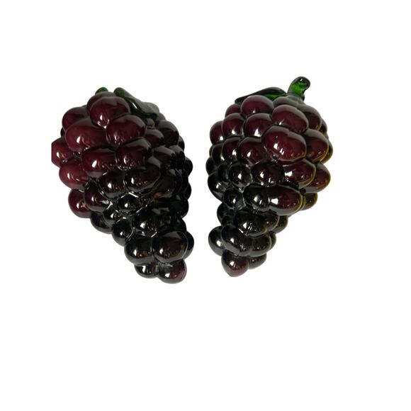 Glass Art Fruit Set Of 4 Murano Style 2 Bunches of Grapes and 2 Banana - Picture 6 of 9
